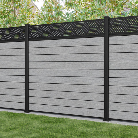 Fusion Cubed Fence Panel - Light Grey - with our aluminium posts