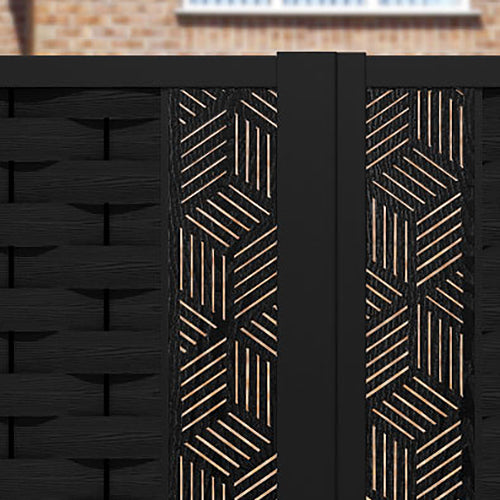 Ripple Cubed Straight Top Driveway Gate - Black - Middle & End Screen