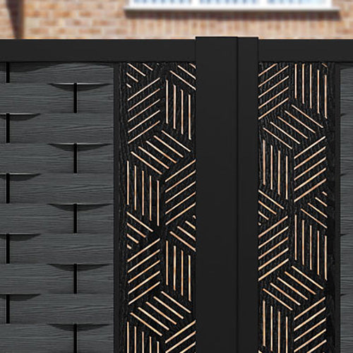 Ripple Cubed Straight Top Driveway Gate - Dark Grey - Middle & End Screen