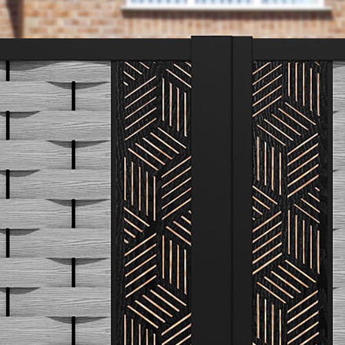 Ripple Cubed Straight Top Driveway Gate - Light Grey - Middle & End Screen