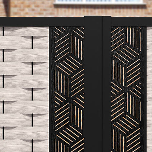 Ripple Cubed Straight Top Driveway Gate - Mid Stone - Middle Screen