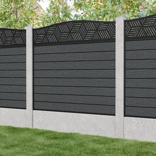 Fusion Cubed Curved Top Fence Panel - Dark Grey - for existing concrete posts