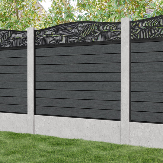 Fusion Feather Curved Top Fence Panel - Dark Grey - for existing concrete posts