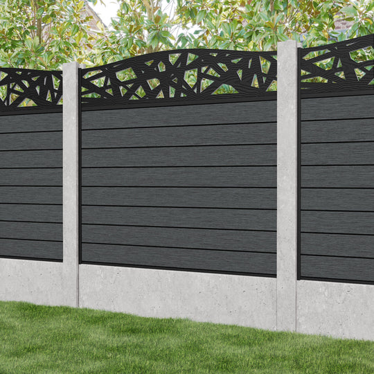 Fusion Prism Curved Top Fence Panel - Dark Grey - for existing concrete posts