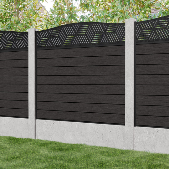 Fusion Cubed Curved Top Fence Panel - Dark Oak - for existing concrete posts