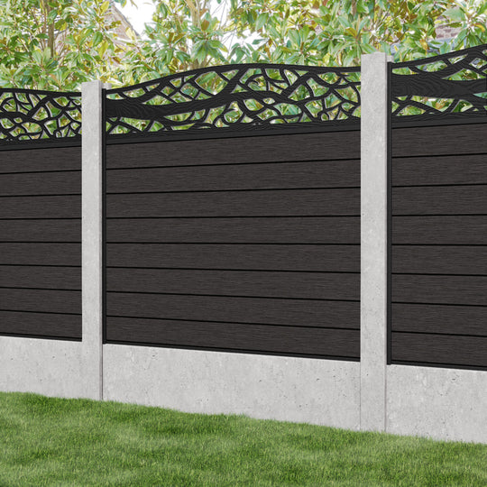 Fusion Twilight Curved Top Fence Panel - Dark Oak - for existing concrete posts