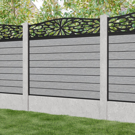 Fusion Blossom Curved Top Fence Panel - Light Grey - for existing concrete posts