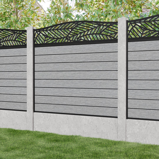 Fusion Habitat Curved Top Fence Panel - Light Grey - for existing concrete posts