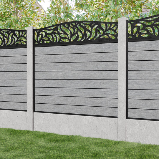 Fusion Plume Curved Top Fence Panel - Light Grey - for existing concrete posts