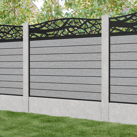 Fusion Twilight Curved Top Fence Panel - Light Grey - for existing concrete posts