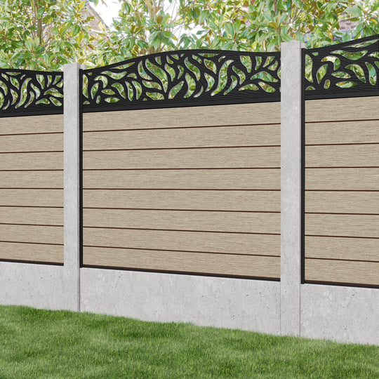 Fusion Plume Curved Top Fence Panel - Light Oak - for existing concrete posts