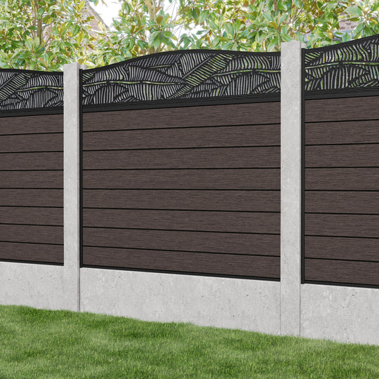Fusion Feather Curved Top Fence Panel - Mid Brown - for existing concrete posts