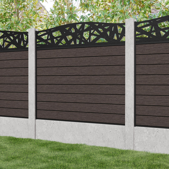 Fusion Prism Curved Top Fence Panel - Mid Brown - for existing concrete posts