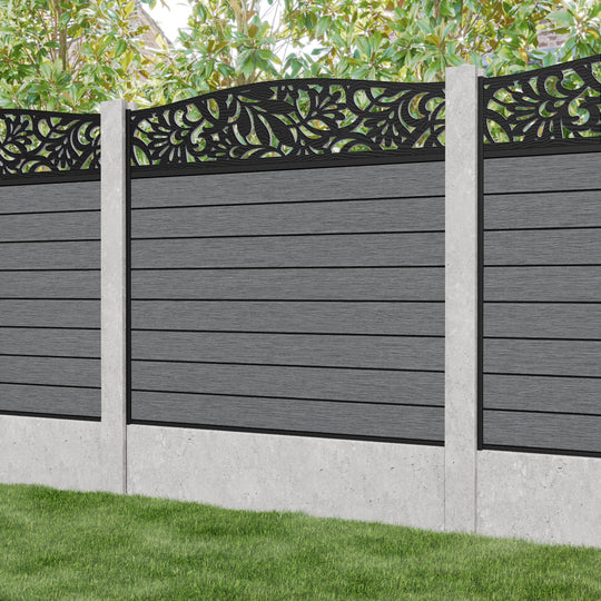 Fusion Heritage Curved Top Fence Panel - Mid Grey - for existing concrete posts