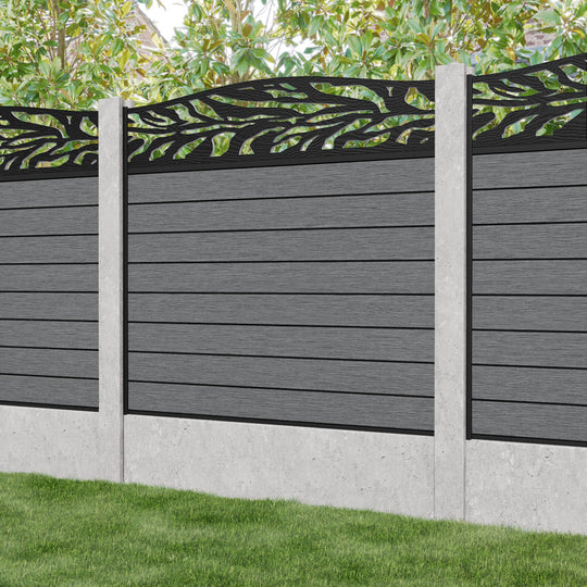 Fusion Malawi Curved Top Fence Panel - Mid Grey - for existing concrete posts