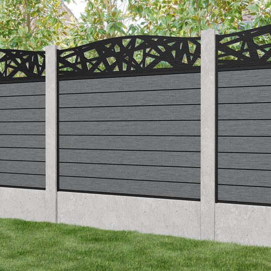 Fusion Prism Curved Top Fence Panel - Mid Grey - for existing concrete posts