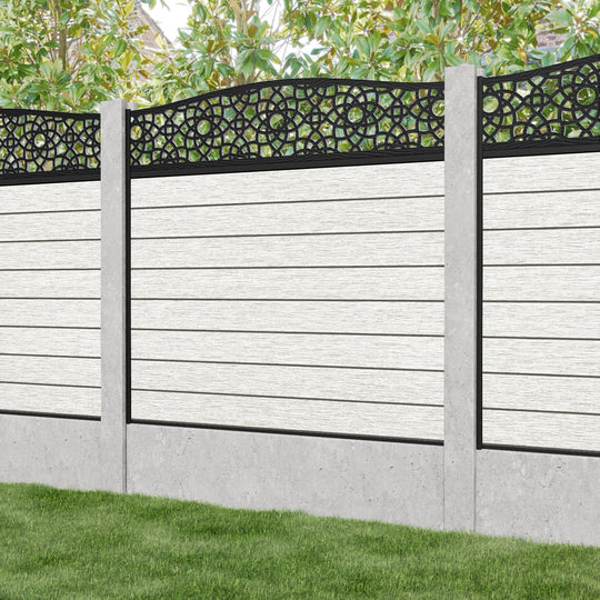 Fusion Ambar Curved Top Fence Panel - Light Stone - for existing concrete posts