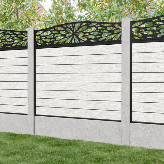 Fusion Blossom Curved Top Fence Panel - Light Stone - for existing concrete posts