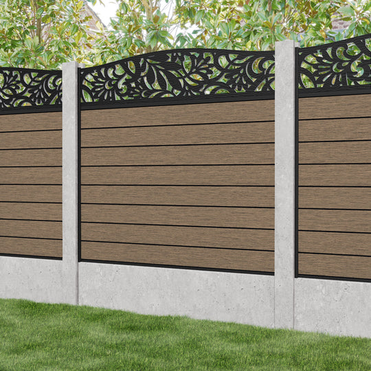 Fusion Heritage Curved Top Fence Panel - Teak - for existing concrete posts