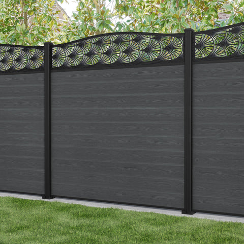 Classic Laurel Curved Top Fence Panel - Dark Grey - with our aluminium posts