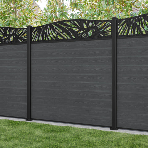 Classic Poppy Curved Top Fence Panel - Dark Grey - with our aluminium posts