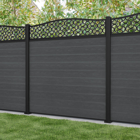 Classic Vida Curved Top Fence Panel - Dark Grey - with our aluminium posts