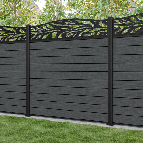 Fusion Malawi Curved Top Fence Panel - Dark Grey - with our aluminium posts