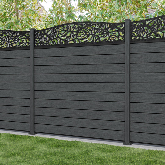 Fusion Botanic Curved Top Fence Panel - Dark Grey - with our composite posts