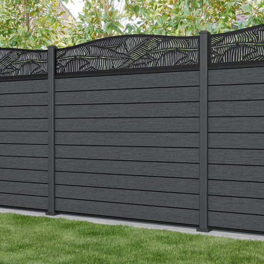 Fusion Feather Curved Top Fence Panel - Dark Grey - with our composite posts