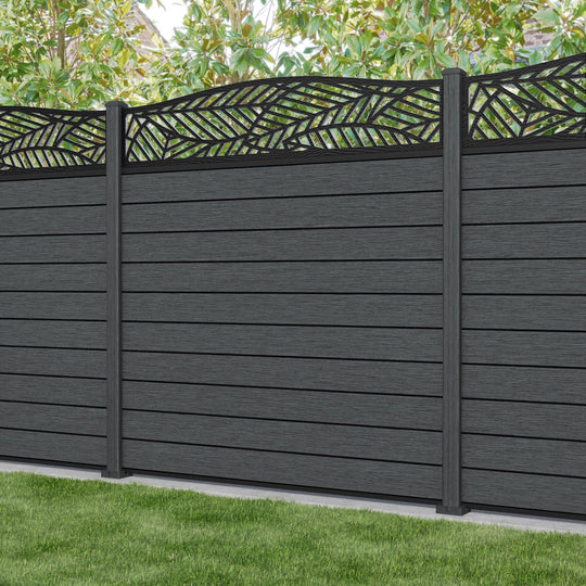 Fusion Habitat Curved Top Fence Panel - Dark Grey - with our composite posts