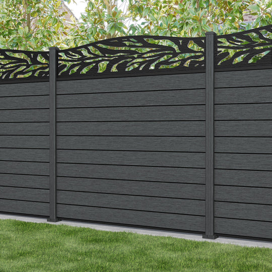 Fusion Malawi Curved Top Fence Panel - Dark Grey - with our composite posts