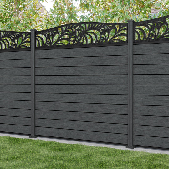 Fusion Petal Curved Top Fence Panel - Dark Grey - with our composite posts