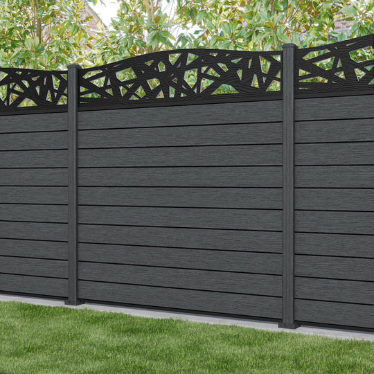 Fusion Prism Curved Top Fence Panel - Dark Grey - with our composite posts