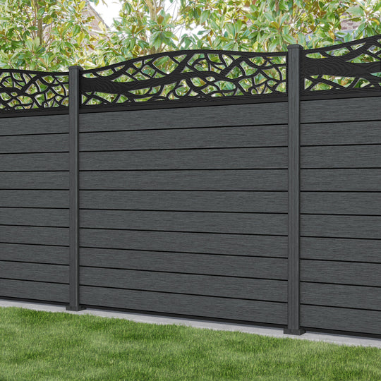 Fusion Twilight Curved Top Fence Panel - Dark Grey - with our composite posts