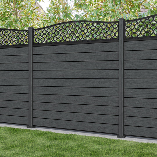 Fusion Vida Curved Top Fence Panel - Dark Grey - with our composite posts