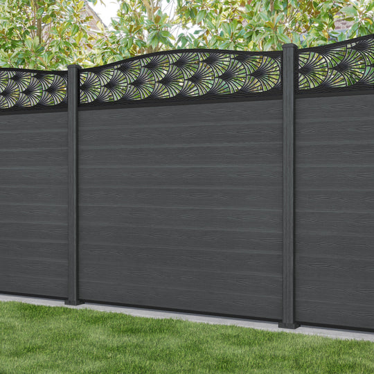 Classic Laurel Curved Top Fence Panel - Dark Grey - with our composite posts