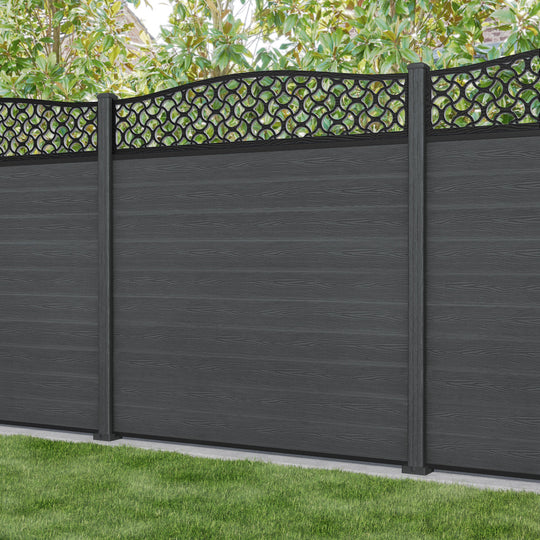 Classic Vida Curved Top Fence Panel - Dark Grey - with our composite posts