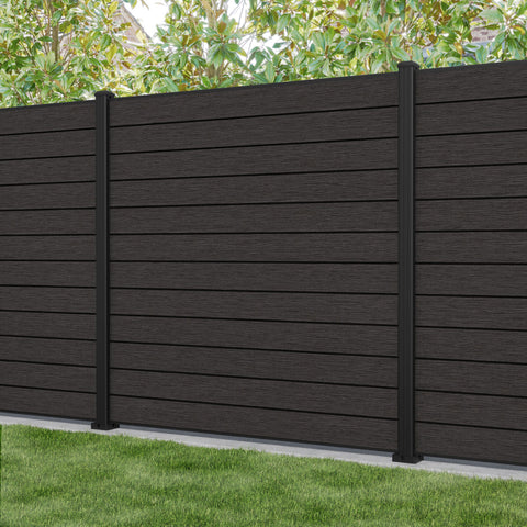 Fusion Fence Panel - Dark Oak - with our aluminium posts