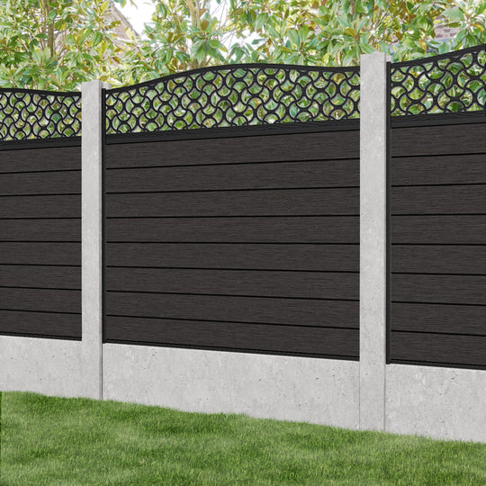 Fusion Vida Curved Top Fence Panel - Dark Oak - for existing concrete posts