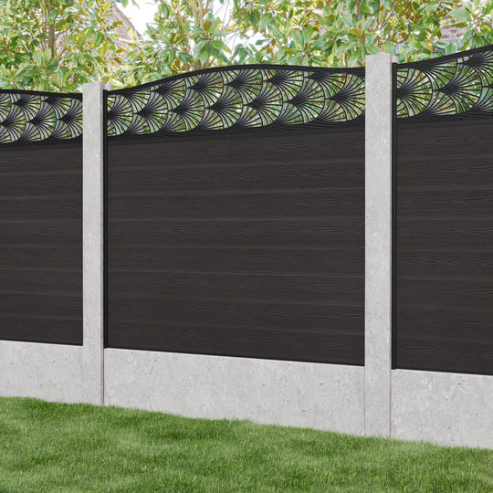 Classic Laurel Curved Top Fence Panel - Dark Oak - for existing concrete posts