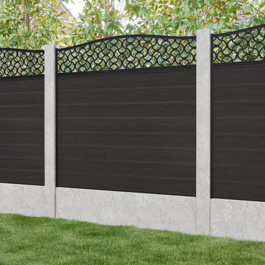 Classic Vida Curved Top Fence Panel - Dark Oak - for existing concrete posts