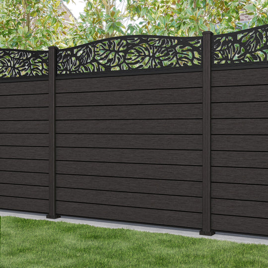 Fusion Botanic Curved Top Fence Panel - Dark Oak - with our composite posts