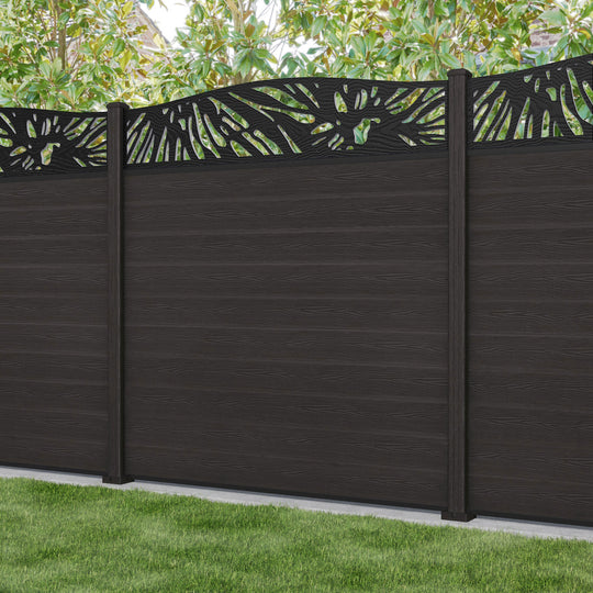 Classic Poppy Curved Top Fence Panel - Dark Oak - with our composite posts