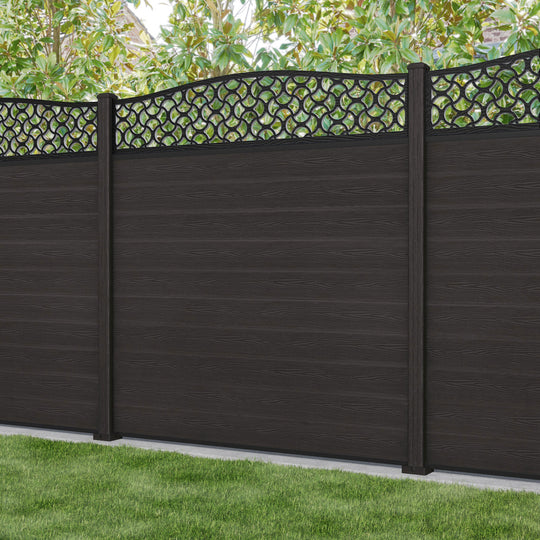 Classic Vida Curved Top Fence Panel - Dark Oak - with our composite posts