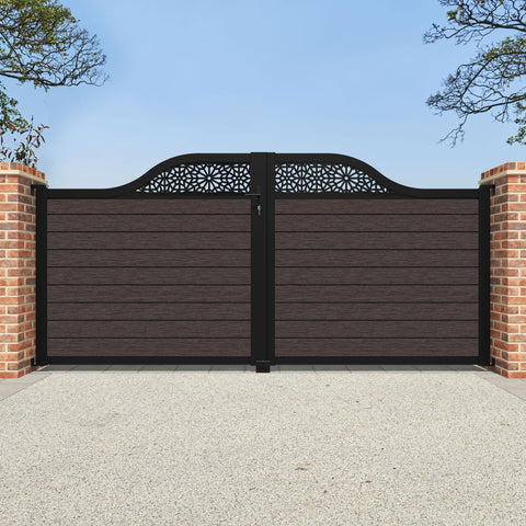 Fusion Alnara Curved Top Driveway Gate - Mid Brown - Top Screen