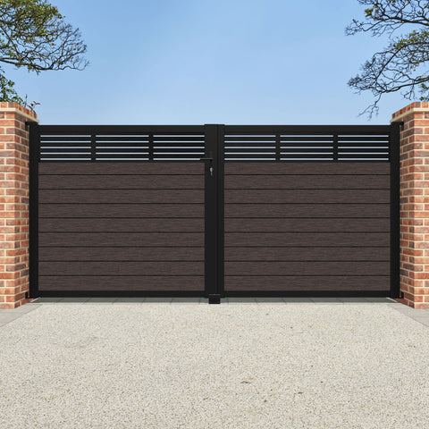 Fusion Aspen Straight Top Driveway Gate - Mid Brown - Top Screen