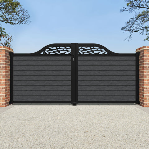 Fusion Blossom Curved Top Driveway Gate - Dark Grey - Top Screen