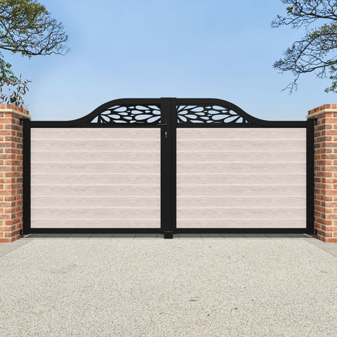 Classic Blossom Curved Top Driveway Gate - Mid Stone - Top Screen