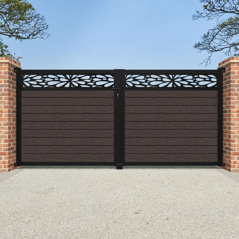 Fusion Blossom Straight Top Driveway Gate - Mid Brown - Top Screen