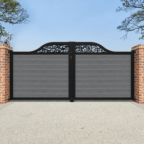 Classic Botanic Curved Top Driveway Gate - Mid Grey - Top Screen